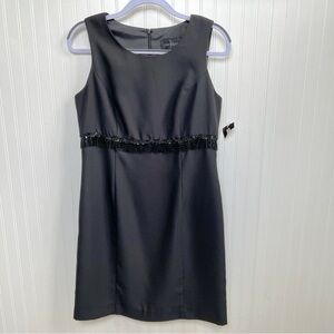 John Roberts Vintage Black Beaded Waist Sleeveless Sheath Dress Size 10